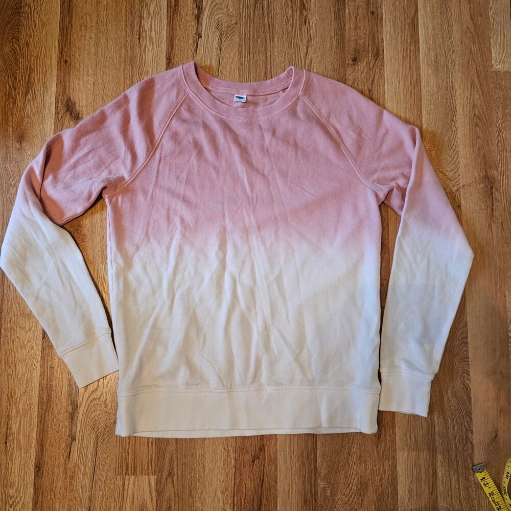 Old Navy Pink Cream Ombre Dip Dye Cotton Sweatshirt XS Crewneck Pullover